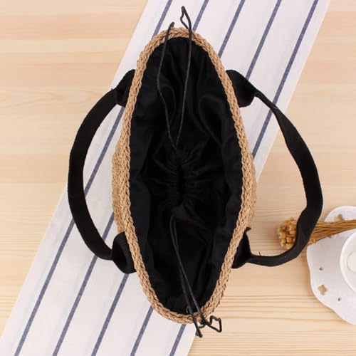 Bolso de paja natural estilo rústico trenzado miniatura 2