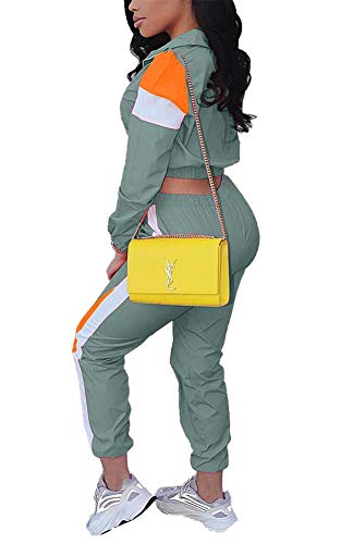 Women Casual Tracksuit 2 Piece Zip Top Jacket and Elastic Waistband Pant Women Windbreaker Tracksuit Sets2