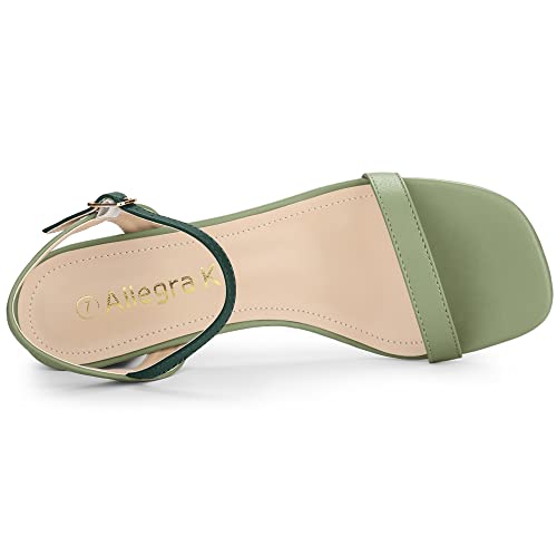 Allegra K Women's Slingback Buckle Chunky Heels Two-Tone Sandals4