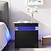 i-aplus Nightstand Set of 2 LED Nightstand with 2 Drawers, Bedside Table with Drawers for Bedroom, Side Bed Table with LED Light, Black