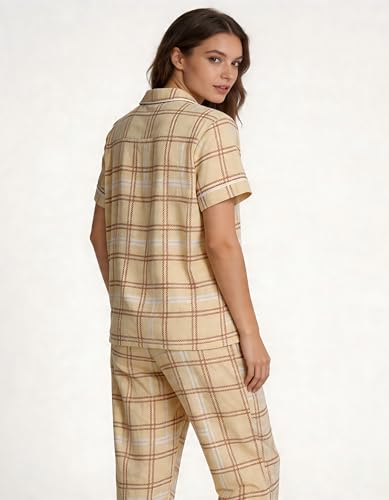 Image of NAP BOUND 100% Cotton Women Pajama Sets Button Down Short Sleeve Sleepwear Soft Pjs 2 Piece Lounge Set with Pocket XS-XXL