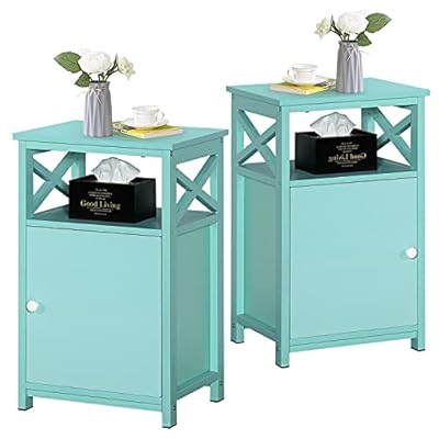 VECELO Modern Night Stand, End Side Table with Storage Cabinet for Sofa Couch and Living Room,Bedroom, Light Blue/Set of… 41jL56fkyQS. SS400