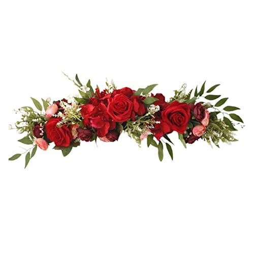Rose Swag Flowers,Wedding Arch Flowers Artificial Rustic Flower Swag Green Leaves Rose Peony Door Wreath for Wedding Arch Front Door House Wall Decoration
