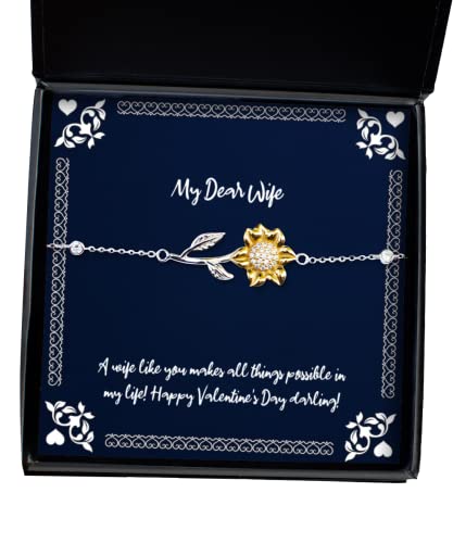 amangny A Wife Like You Makes All Things Possible in My Life! Happy Valentine's Day! Sunflower Bracelet, Wife Jewelry, Unique Idea Gifts for Wife