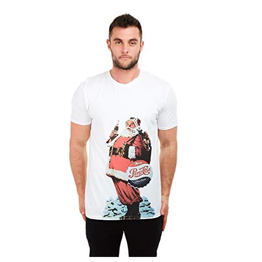 Pepsi Cola Merry Christmas Camiseta, White, Medium para Mujer