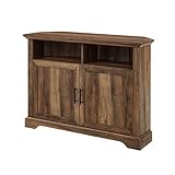 Walker Edison 44 Farmhouse Grooved Barn Door Corner TV Stand Console in Reclaimed Barnwood