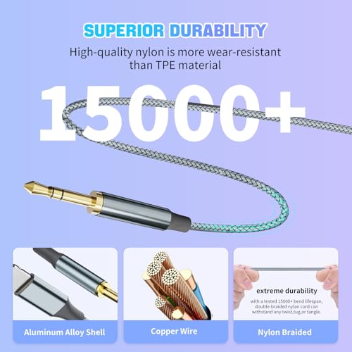 Aux Cable for iPhone in Car, 1.2M Aux to Lightning Cable 3.5mm Jack Headphone Adapter Audio Cord for Car/Headphones/Home Stereo/Speaker Compatible with iPad/iPod/iPhone 14/13/12/11/Pro/Xs/XR/X/8/7 - Image 2