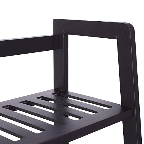 HOMFA Bamboo 4 Shelf Bookcase, Multifunctional Ladder Shaped Plant Flower Stand Rack Book Rack Storage Shelves, Dark Brown