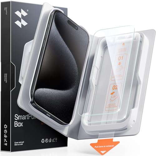 Image of SMARTDEVIL 2 Pack Tempered Glass for iPhone 15 Pro Screen Protector | Military-Grade Shatterproof Protection, Crystal Clear, 9H Hardness, Fast & Easy Installation, Scratch Proof, Case Friendly