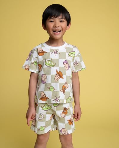 Image of Disney Boys' 2-Piece Tee and Shorts Set for Baby & Kids | Elastic Waistband Shorts, Soft Waffle Knit, Machine Washable