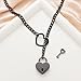 sroyte Heart Slip Chain Necklace for Women Stainless Steel O-Ring Adjustable Lariat Y-Necklace Punk Long Cuban Lock Necklace with Key (25