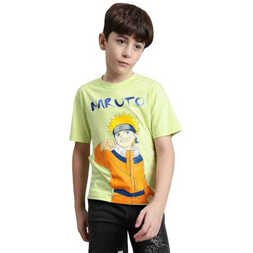 Image of Kidsville Official Naruto Anime Boys Half Sleeves Round Neck Graphic Character Printed Regular Fit Pure Breathable Cotton Fabric Tshirt