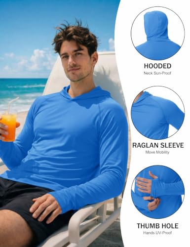 Image of KEFITEVD Men's Sun Hoodie Long Sleeve Fishing UPF 50+ SPF Quick Dry Shirts