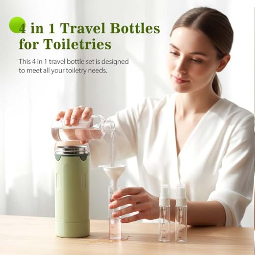 Image of 4 in 1 Travel Dispenser, 4 Pack 30ML Travel Bottles for Toiletries, Leak Proof Travel Size Containers, Portable Containers for Shampoo Lotion Conditioner Cream (Green)