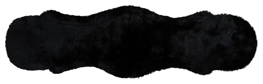 Equinate Westerngurt Classical mit echtem Lammfell anatomischer Sattelgurt Western Bauchgurt 85cm Schwarz