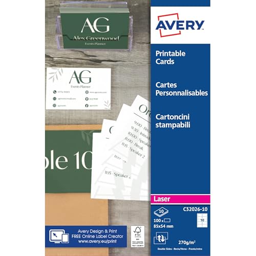 Cartes de visite sans bavure ni perforation pour imprimante de bureau