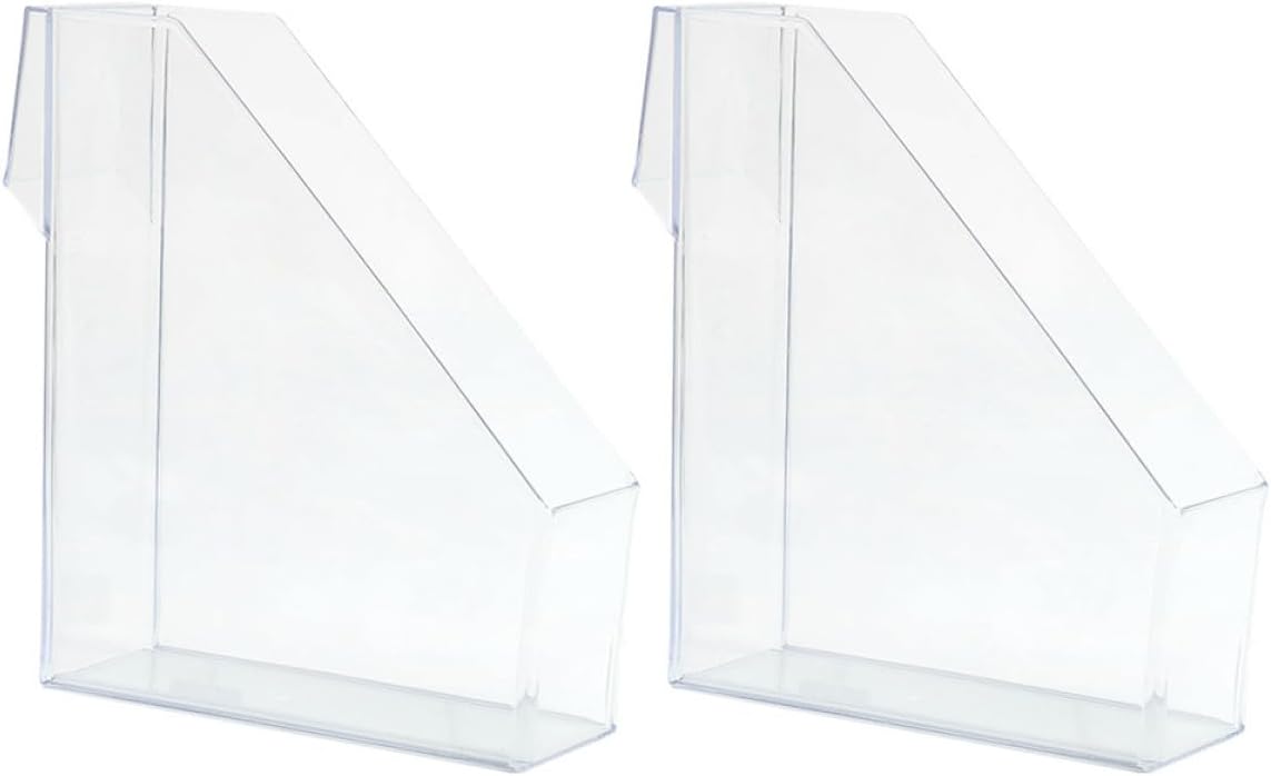 Acrylic File Organizer 2pcs, Desktop Single Compartment Document Holder, Office File Storage Box for Student Books and Magazine Sorting