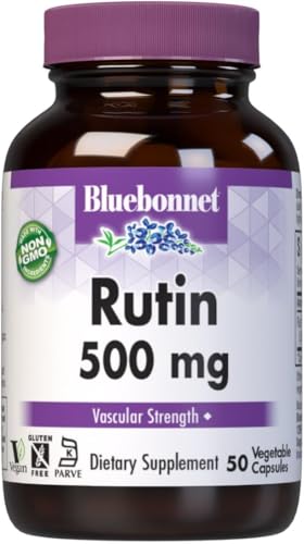 Bluebonnet Nutrition Rutin 500mg (Sophora Japonica) Antioxidant Bioflavonoid for Vascular Support* Vegan Gluten-Free Soy-Free - Plant-Based Rutin Supplement - 50 Vegetable Capsules