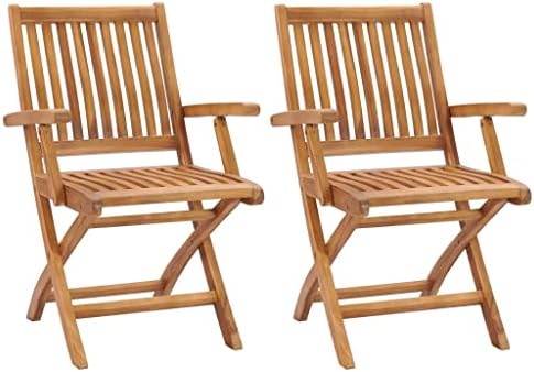 vidaXL 2X Teak Massiv Gartenstuhl Klappbar mit Armlehnen Hochlehner