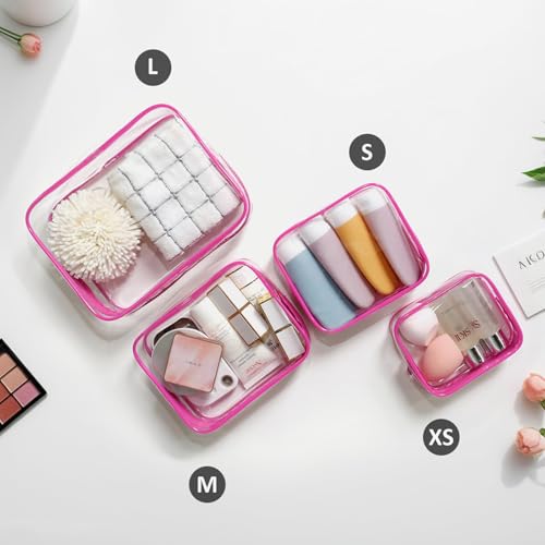 Image of LETGO 4 PCS Clear Insert Bag for Bogg Bag, 4 Sizes Waterproof Beach Bag Organizer Pouch with Bogg Bag Hooks Accessories,Transparent Zipper Makeup Toiletry Bag for Rubber Tote Bag Beach Travel