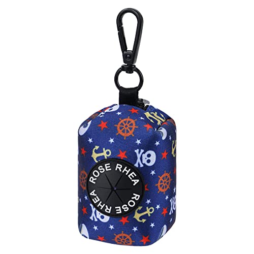 Rhea Rose Dog Poop Bags Holder Waste Bag Dispenser for leash and running belt Blue Pirates