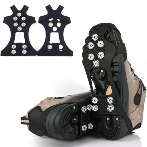 チェーンスパイク アイゼン 10本爪 アップグレード版 着脱式スパイク アップグレード版 滑り止め 靴 軽量 靴滑り止め 簡単装着 クイックフィット スノー 登山 通勤 通学 凍結道路 雪 対策 多種靴適応 かんじきアイススパイク
