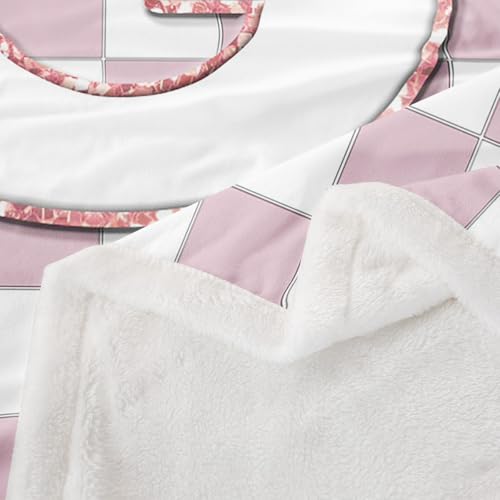 Image of Erosebridal Pink Initial G Sherpa Blanket Kawaii Plaid Checkered Fuzzy Plush Throw Cute Personalized Monogram Fleece Blanket for Kids Girls,Fashion Grids Gingham Decor for Bed Couch Twin 60 inchx80 inch