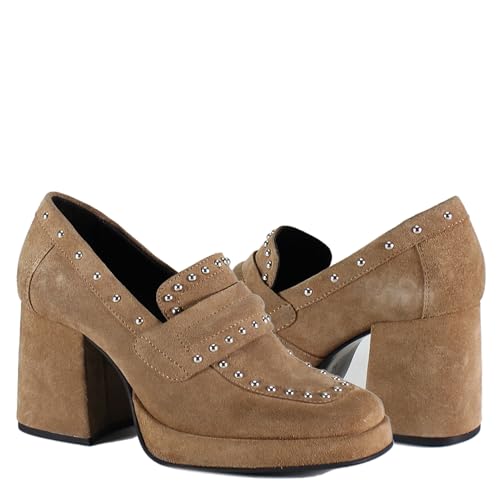 Diba True Womens Song Notes Studded Slip On Pump Loafers Casual - Brown2