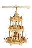 Pyramide Christi Geburt mit Engeln geschnitzt natur BxHxT 30x42x30cm NEU Holzpyramide Weihnachtspyramide Designpyramide Tischpyramide Wärmespiel Tischdeko Dekoration Weihnachten Wärmespiel Lichter