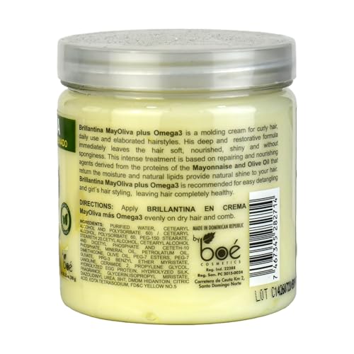 Mayoliva Brillantina Styling Cream, Deep Moisturizing & Shine for Curly Hair, Omega-3 Hair Treatment with Mayonnaise & Olive Oil, Anti-Frizz & Nourishing Hair Cream for Smooth, Defined Styles 8.5 oz image 4