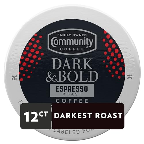 Image of Community Coffee Dark & Bold Espresso Roast 12 Count Coffee Pods, Extra Dark Roast Compatible with Keurig 2.0 K-Cup Brewers, 12 Count (Pack of 1)