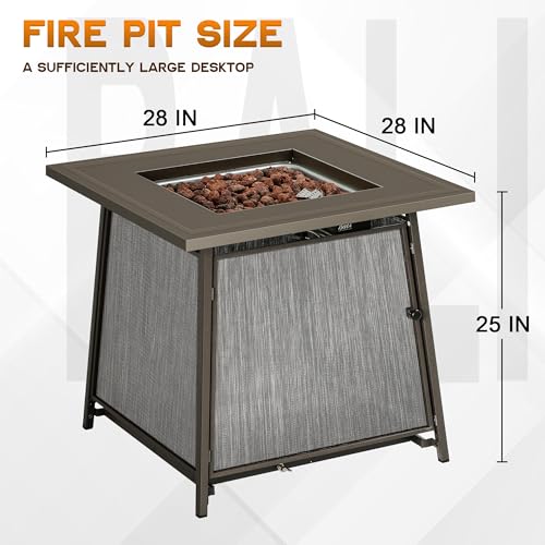 BALI OUTDOORS 50,000 BTU Propane Fire Pit Outdoor, 28 inch Propane Fire Pit Table Square, Gas Firepits for Outside Patio, Garden, Backyard - Image 5