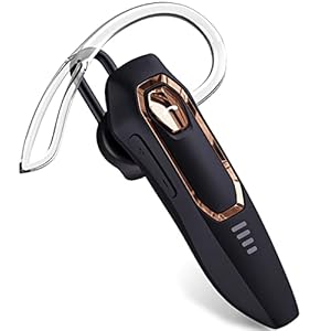 Trucker Bluetooth Headset, Noise Cancelling Single Ear Headset, 30H Talking Time, Hands Free Bluetooth Earpiece for Cell Phones(Gold)