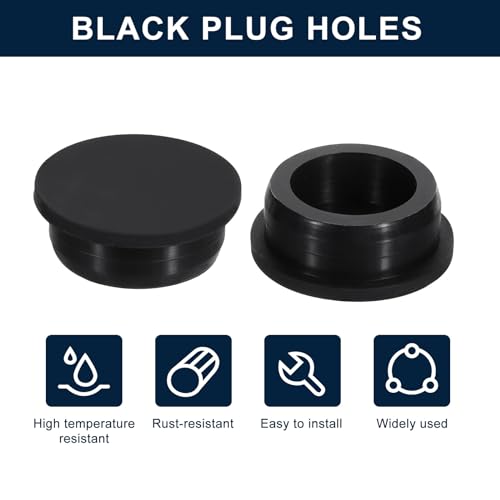 Image of uxcell 2 Pcs Black Plug Holes, Waterproof Rubber Button Plug for 39mm / 1.54 inch Hole