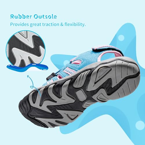 Image of DREAM PAIRS Boys Girls Summer Outdoor Athletic Sport Sandals Walking Water Hiking Hook and Loop Adjustable Multicolor for Toddler /Little /Big Kids
