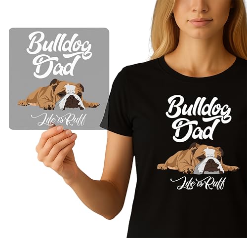 Bulldog Dad DTF Heat Transfer - Ready-to-Press Iron-On Graphic for DIY Apparel - Funny Dog Lover Heat Press Decal for Pet Owner