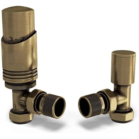 UK Radiators Antique Brass Angled Valve Cover
