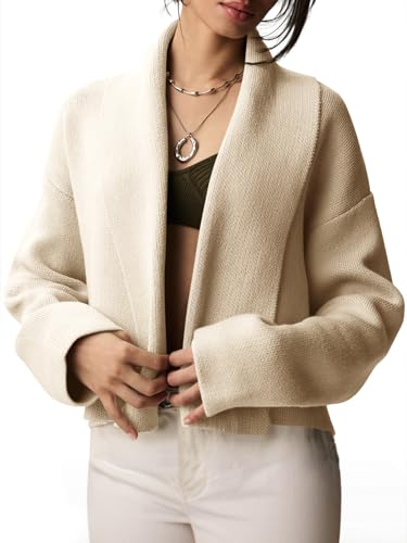 Image of Saodimallsu Womens Cropped Cardigan Open Front Shawl 2026 Fall Trendy Long Sleeve Sweater Jacket