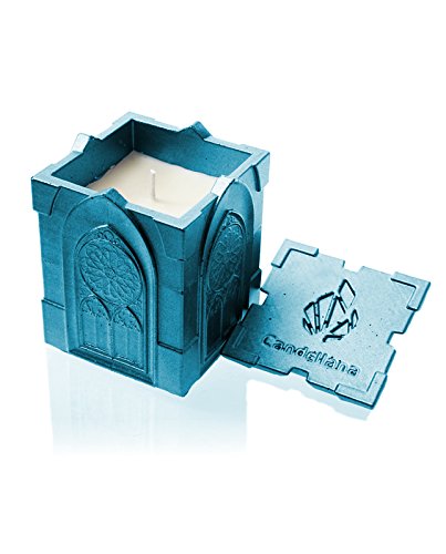Candellana Candles Candlefort Concrete Candle-Gothic Blue Metallic, Scent: Lavender Hill
