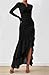 BTFBM Women's Maxi Dresses Spring 2026 Long Sleeve Ruched Bodycon Solid Ruffle Mermaid Cocktail Wedding Guest Dress(Black,Large)