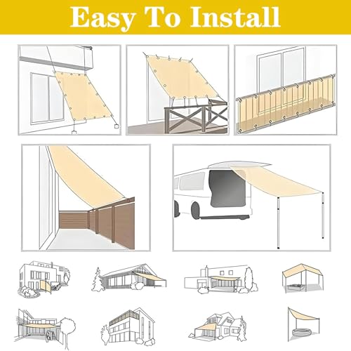 Toile d'ombrage 2.4 x 4.3 m résistant à l'eau et protection UV pour extérieur - 8