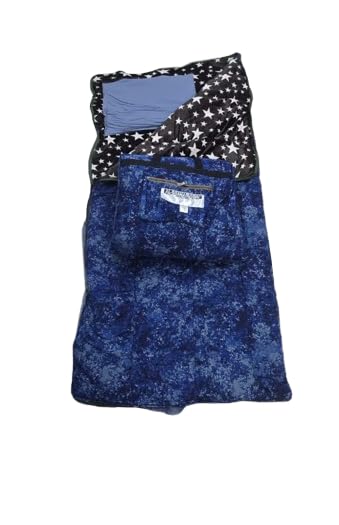 Sleeping Bag, Polyester with Soft Silky Fur Lining, Blue with Star Pattern, Water Repellent, Rectangular Shape, Adult Standard, 205x100 cm-image-11