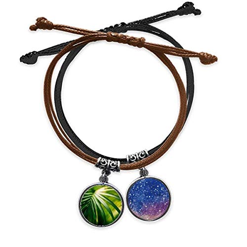 Pulsera cuerda mano cadena cuero cielo planta hojas verdes naturaleza unisex