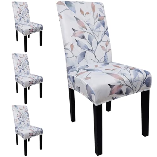 JQinHome Pattern Chair Covers for Dining Room Set of 4, High Stretch Removable Washable Parsons Chair Slipcover for Home Party Hotel Wedding Ceremony (Artistic Leaves,4PCS)