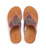 The Sak Shana Thong Sandal in Crochet, Slip-On Entry, Gypsy Stripe With Tobacco Batik