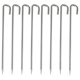 Soomloomステンレスペグ ステーク テント･タープ固定用 一体化 長さ20cm/25cm キャンプ設営用具 ペグセット 8本/16本入り