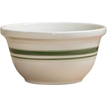 Ohio Stoneware Dominion Mixing Bowl, 12 Inch, Stoneware, Green Stripe, Rustic Style, Lead-Free Glaze, Dishwasher Safe, Microwave Safe, Made in USA
