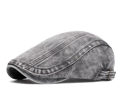 Image of Cotton Newsboy Cap,Breathable Ivy Gatsby Cabbie Beret Hat for Men's Women Driving Hunting Golf (Washed Jean Khaki)