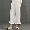 Womens Linen Cropped Pants Loose Casual Capri Cott... #3
