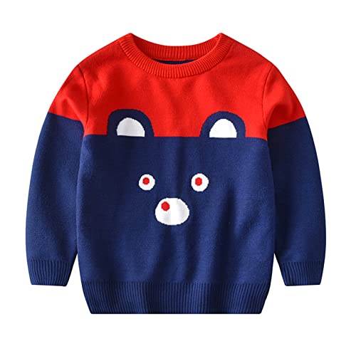 Toddler Kids Sweaters Baby Boys Girls Knit Sweater Warm Long Sleeve Crew Neck Pullover (Dark Blue, 5-6 Years)